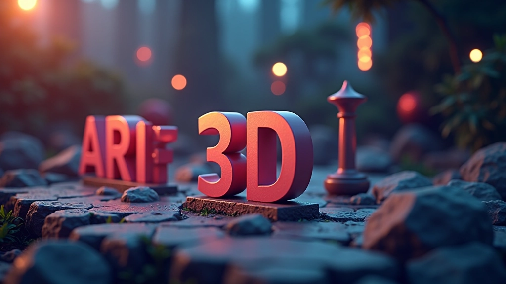 Painel do After Effects com composição de elementos 3D integrados, timeline com camadas