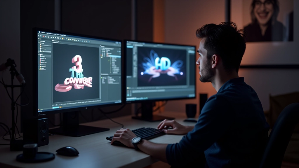 Computador com Cinema 4D aberto mostrando uma cena 3D com formas geométricas coloridas