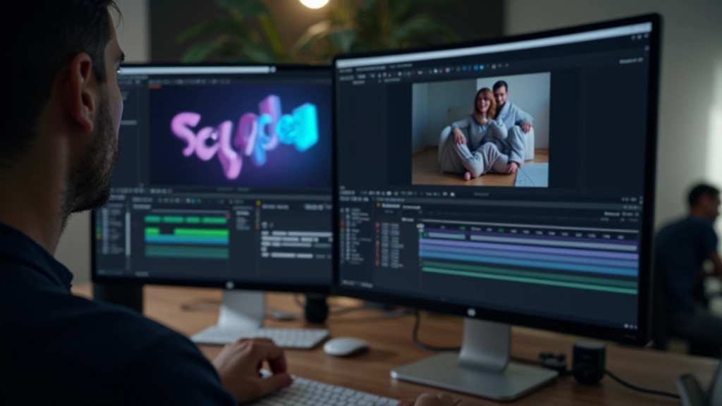 Composição mostrando elementos 3D renderizados integrados em um design 2D no After Effects